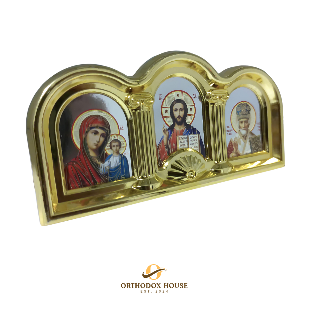 Triple Icon of Theotokos, Jesus Christ, and Saint Nicholas the Wonderworker Triple Icon of Theotokos, Jesus Christ, and Saint Nicholas the Wonderworker
